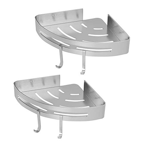 Carrito de ducha de esquina | Organizador de acero inoxidable | Almacenamiento de baño a prueba de herrumbre | Accesorios de baño | M&W (2 niveles)