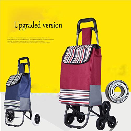 Carrito de la compra Escaleras Pequeño Carro de tirón Plegable Portátil Carrito Trolley Maleta Maleta Remolqueo-Azul Actualización