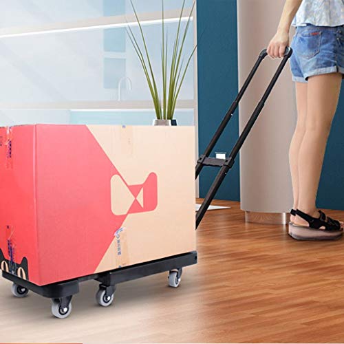 Carro De La Compra Polea Carrito Hogar Portátil Plegable Portaequipajes Portaequipajes Pequeño Remolque Chasis Retráctil Puede Soportar 30 KG (Color : Red, Size : 30 * 57 * 91cm)