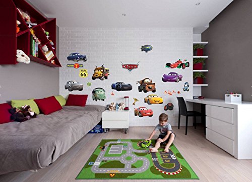 Cars 3D Cartoon pegatinas de pared para dormitorios niños y niñas etiqueta mural Tamaño: Grande 76 cm X 72 cm