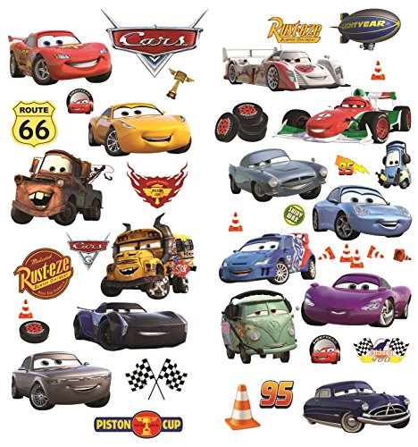 Cars 3D Cartoon pegatinas de pared para dormitorios niños y niñas etiqueta mural Tamaño: Grande 76 cm X 72 cm