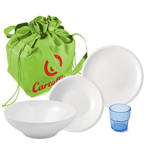 Cartaffini Agile Juego Camping 14 Piezas, melamina, Blanco, 25. cm