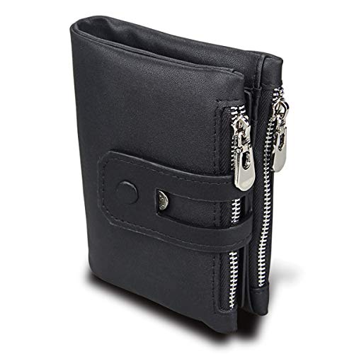 Cartera de Cuero para Hombres 'S' Pincel antirrobo RFID Cartera de Cuero de Primera Capa, Azul