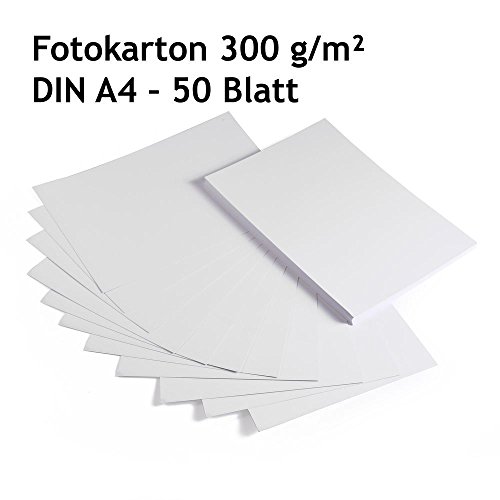 Cartón para foto, cartón, color blanco, 50 hojas, DIN A4, alta calidad, 300 g/m²