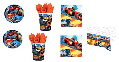 Casa Dolce Casa - Juego de vajilla desechable para su mesa de cumpleaños infantil - Diseño Blaze y los Monster Machines - Kit nº. 9 (32 platos, 32 vasos, 40 servilletas y 1 mantel)