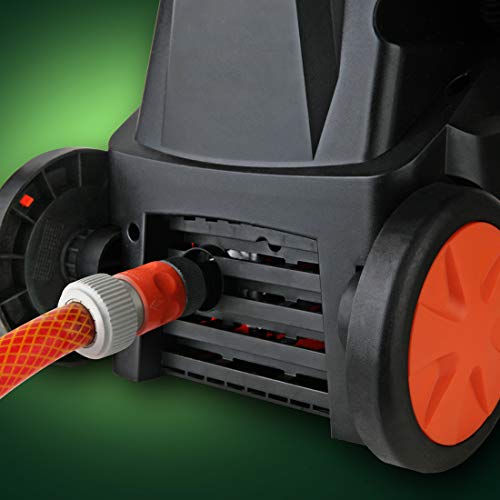 Casals C63010000 Hidrolimpiadora, 1400 W, 105 Bares, caudal máx de 6,8 l/min, Manguera a presión de 5m, dispensador de jabón Incorporado, ángulo de Spray 0-60, Naranja y Negro