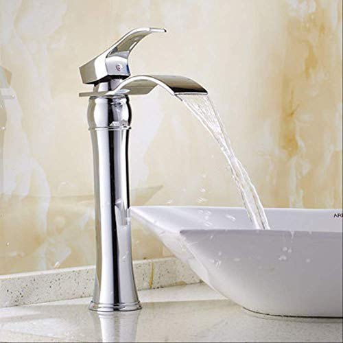 Cascada fría y caliente, Europea Cromo alto,Grifo de cocina de acero inoxidable con caño orientable 408 °, Grifo de fregadero alto