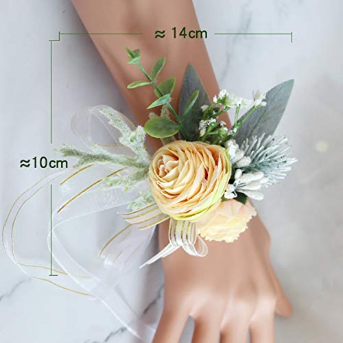 CASEYDRESS Rústico ramillete Boutonniere Set de flores artificiales para baile de fin de curso, hojas falsas novio hombres Boutonnieres Pins boda