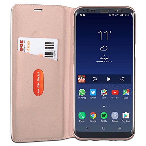 CASEZA Samsung Galaxy S8 Funda Rosa Oro Tipo Libro Piel PU Case Cover Carcasa Plegable Cartera Oslo Piel Vegana Premium para Galaxy S8 (5.8") Original - Ultrafina con Cierre Magnético