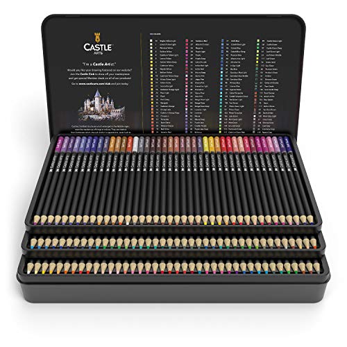 Castle Art Supplies - Juego de 120 lápices de colores para artistas, con núcleo de "serie suave" para capas expertas, mezcla y sombreado, perfecto para libros de colorear y aula