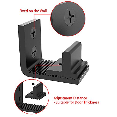 CCJH - Guía inferior de montaje en pared para puerta corredera tipo granero. Flexible, ajustable y de fácil instalación, color negro