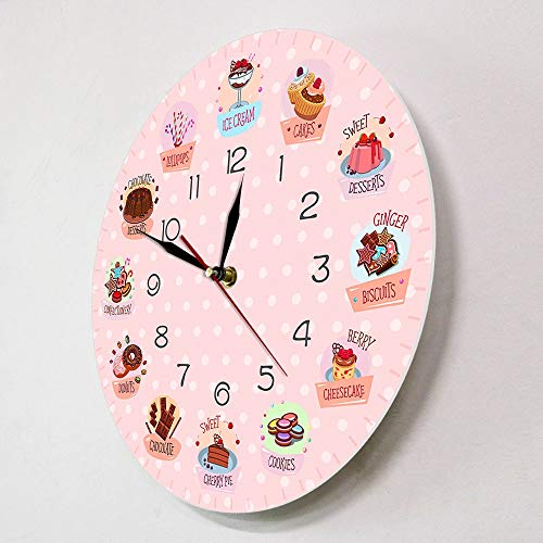 CDNY Deliciosos Dulces y postres panadería Letrero decoración Reloj de Pared sin tictac Reloj de Pared Cocina cafetería Bar Restaurante