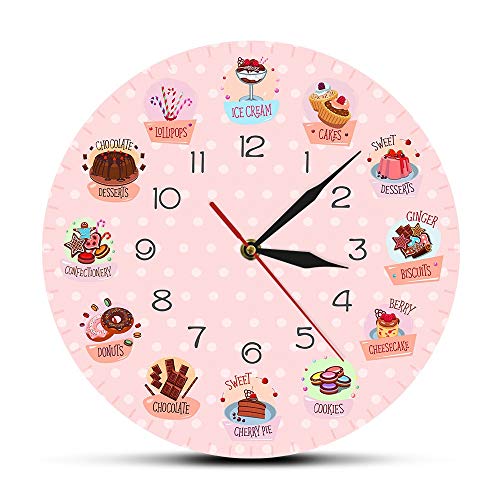 CDNY Deliciosos Dulces y postres panadería Letrero decoración Reloj de Pared sin tictac Reloj de Pared Cocina cafetería Bar Restaurante