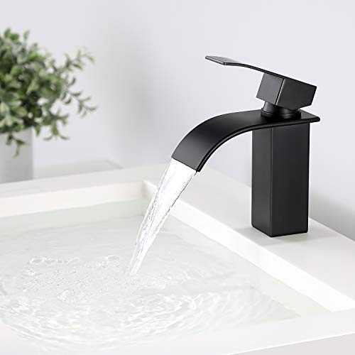 CECIPA Grifo Lavabo Negro Grifo Lavabo Cascada Mezclador de Baño Sólido Grifo de Super Calidad (Negro) …