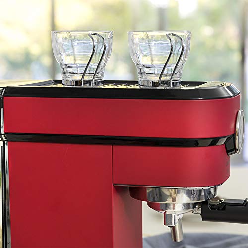 Cecotec Cafetera Express con Manómetro Cafelizzia 790 Shiny Pro. Brazo con Doble Salida y Dos filtros, 20bares de Presión, Depósito extraíble de 1,2L, 1350W, Rojo