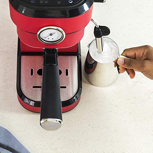 Cecotec Cafetera Express con Manómetro Cafelizzia 790 Shiny Pro. Brazo con Doble Salida y Dos filtros, 20bares de Presión, Depósito extraíble de 1,2L, 1350W, Rojo