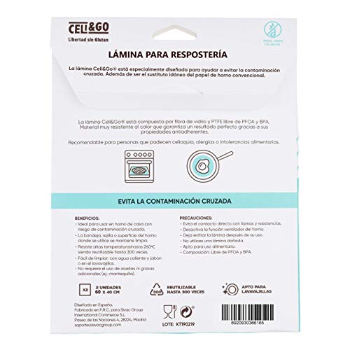 CELI&GO Lámina para Repostería -Pack de 2 - Reutilizable, Lavable, Antiadherente, Libre de PFOA, Evita la Contaminación Cruzada