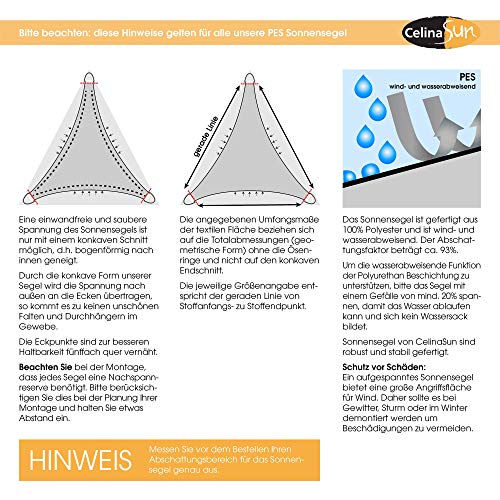 CelinaSun Toldo con protección Solar para jardín y balcón PES Poliéster hidrófugo Triángulo 5,6 x 5,6 x 5,6 m Blanco Crema