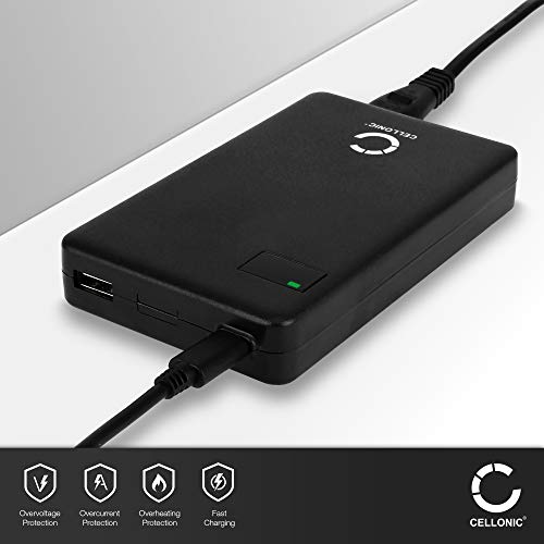 CELLONIC® Fuente de alimentacion USB Tipo C 60W con 2 Salidas y Entrega de Potencia Compatible con un portátil Notebook, Smartphone, Tablet, 60 Vatios 5V-20V 2A 3A, Adaptador de Viaje, 2.0 PD