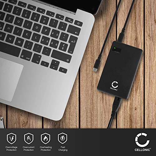 CELLONIC® Fuente de alimentacion USB Tipo C 60W con 2 Salidas y Entrega de Potencia Compatible con un portátil Notebook, Smartphone, Tablet, 60 Vatios 5V-20V 2A 3A, Adaptador de Viaje, 2.0 PD