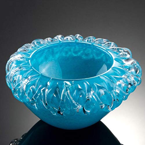 Cenicero Living Home Blue Glass Glass Creativo Moda Personalidad Regalo práctico Presente Soplado a Mano Modelado Moldeado Único Diámetro Agradable y Generoso 21cm Alto 11cm