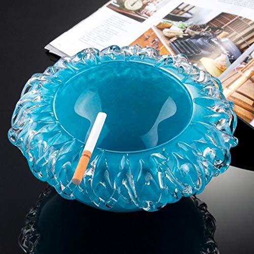 Cenicero Living Home Blue Glass Glass Creativo Moda Personalidad Regalo práctico Presente Soplado a Mano Modelado Moldeado Único Diámetro Agradable y Generoso 21cm Alto 11cm