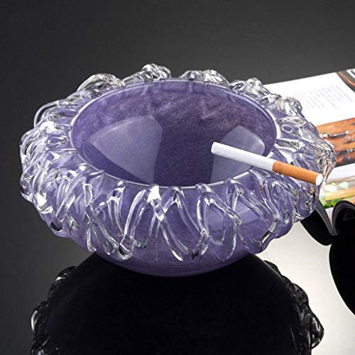 Cenicero Living Home Purple Glass Glass Creativo Moda Personalidad Regalo práctico Presente Soplado a Mano Modelado Moldeado Único Diámetro Agradable y Generoso 21cm Alto 11cm