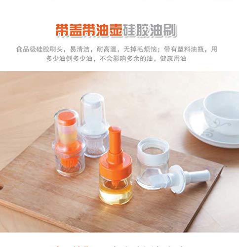 Cepillo De Aceite Integrado De Inmersión Y Apretón De Silicona Resistente A Altas Temperaturas De Cocina Con Olla De Aceite Exprimir, naranja