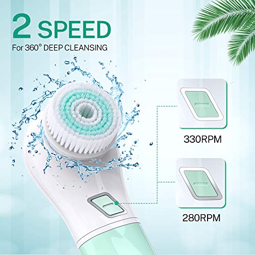 Cepillo de Limpieza Facial Eléctrico, Misiki Cepillo Limpiador Facial 5 en 1, Limpiador de Cara Giratoria Impermeable Masajeadorlos para Remover Lípidos Adicionales, Puntos Negros y Maquillaje