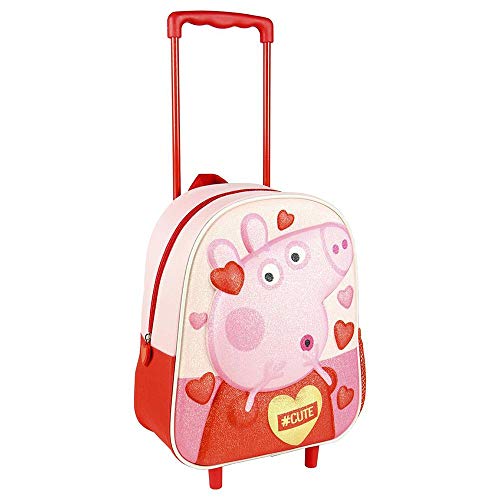 Cerdá, Mochila con Ruedas Infantil 3D Peppa Pig-Licencia Oficial Nickelodeon Unisex niños, Multicolor, 260X310X100MM