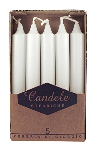 Cereria di Giorgio 406 - Velas de Cera, Color Blanco, 1,8 x 1,8 x 15 cm, 5 Unidades