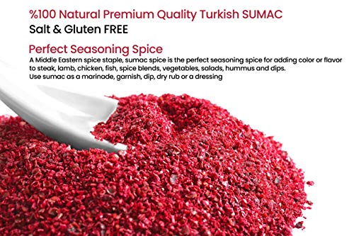 Cerez Pazari - Sumac En Polvo turco de calidad premium natural - sabor a limón picante - sin sal, sin gluten, de Oriente Medio y especias mediterráneas - 150 gr - 5.2 oz