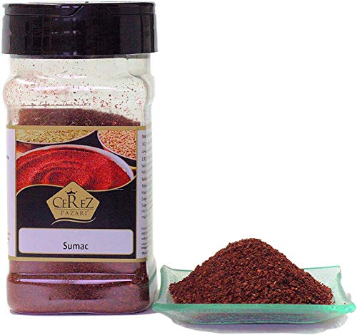 Cerez Pazari - Sumac En Polvo turco de calidad premium natural - sabor a limón picante - sin sal, sin gluten, de Oriente Medio y especias mediterráneas - 150 gr - 5.2 oz