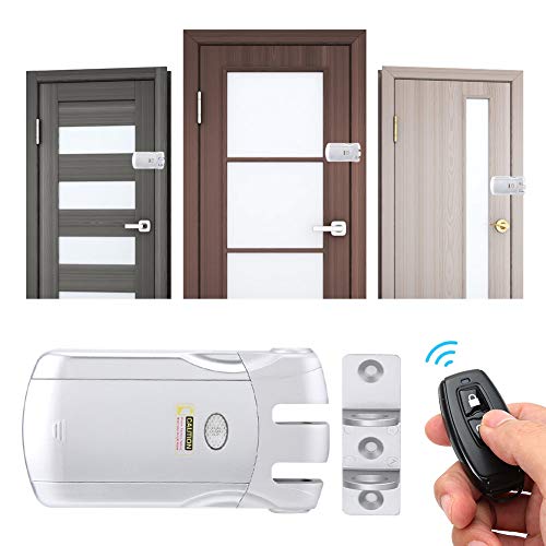 Cerradura de puerta de control remoto, cerradura de puerta eléctrica inteligente inalámbrica sin llave Bluetooth con 4 controles remotos, sin diseño de cerradura, para la seguridad del hotel en el hog