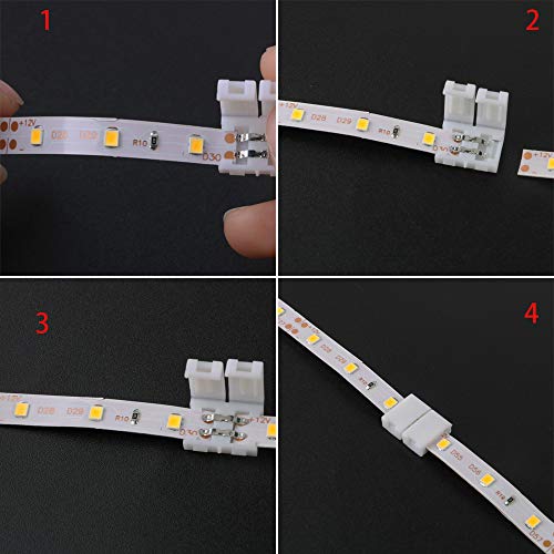 CESFONJER 20 PCS conectores tiras led, 10x Cable de conexión +10x conectores 2-pinpara 3528 Monocolor y Tira 8mm ancho.