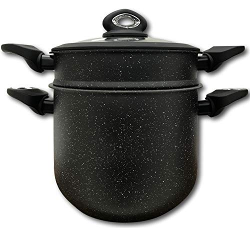 Cflagrant® - Olla para cuscús, para cocinar al vapor 24 cm/6 l, inducción, « a la piedra» con junta de sellado de silicona, cocina sin materia grasa, ideal para 6 a 8 personas.