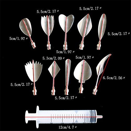 CFtrum 10PCS 3D Jelly Gelatina Herramientas del arte Conjunto de Torta de la flor del acero inoxidable Agujas Incluye Jeringa