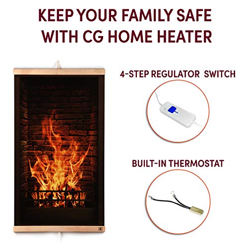 CG HOME Calefacción por Infrarrojos Calefacción de Pared Cuadro de Chimenea - Placa Calefactora de Pared Eléctrica 230V 430W. Eficiencia Energética - Calentamiento Rápido Flexible - Seguro.