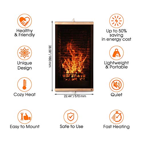 CG HOME Calefacción por Infrarrojos Calefacción de Pared Cuadro de Chimenea - Placa Calefactora de Pared Eléctrica 230V 430W. Eficiencia Energética - Calentamiento Rápido Flexible - Seguro.