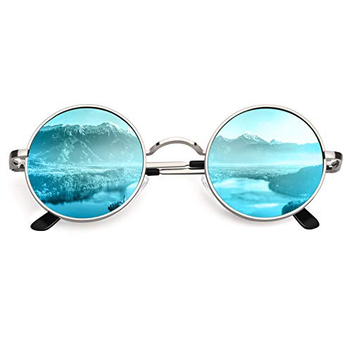 CGID E01 Estilo Vintage Retro Lennon inspirado círculo metálico redondo gafas de sol polarizadas para hombres y mujeres