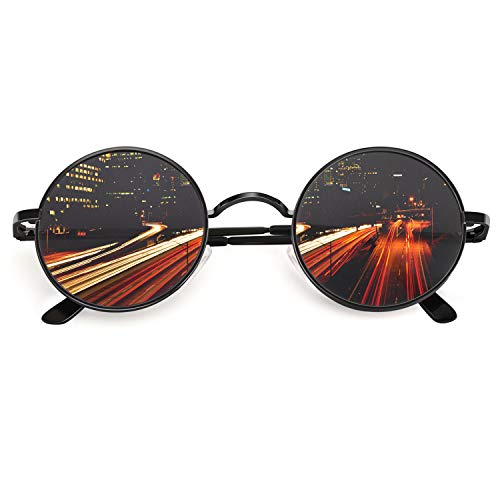 CGID E01 Estilo Vintage Retro Lennon inspirado círculo metálico redondo gafas de sol polarizadas para hombres y mujeres