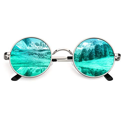 CGID E01 Estilo Vintage Retro Lennon inspirado círculo metálico redondo gafas de sol polarizadas para hombres y mujeres