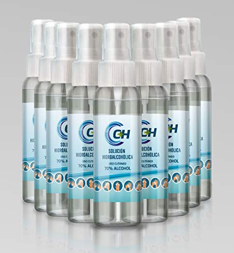 C+H Solución hidroalcohólica de uso cutáneo | 9 unidades | Desinfección en spray | Hidroalcohol para manos y otras superficies. | 100% VEGETAL(Sin derivados del petróleo).