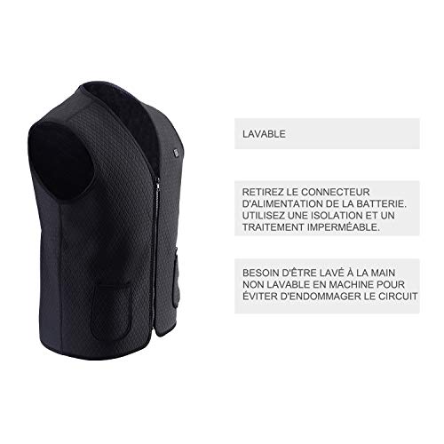 Chaleco térmico USB cargador ropa chaqueta para invierno para hombre y mujer con calor chaleco deportivo al aire libre, cálido aislado chaleco regalo para Navidad, negro XL