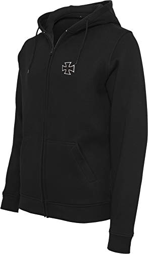 Chaqueta Sudadera con Capucha: Biker Pray - Cruz de Hierro/Hoodie Bordado y Impreso/Hoody Zipper Sweater/Hombre-s y Mujer-es/Moto-cicleta/USA/Chopper/Motero/Hooded-Jacket (XL)