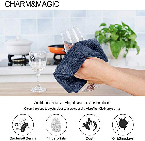 CHARM & MAGIC Paño de Microfibra para Limpieza Toallas de Cocina Paños de Cocina Negro10 Unidades 30 x 40 cm