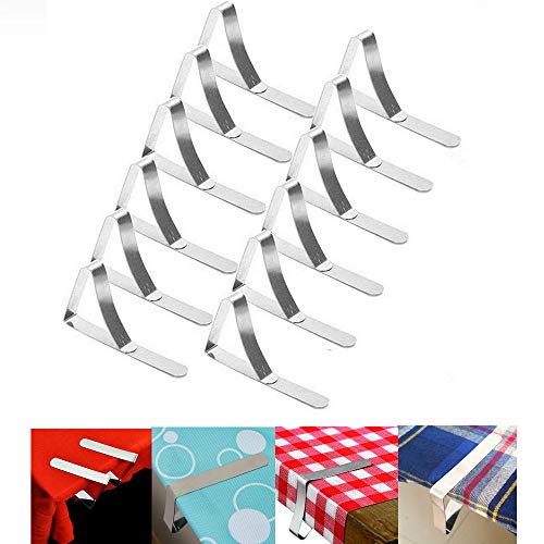 Cheeroyal Pinzas para Mantel, Clips de Mesa de Picnic Flexibles, Acero Inoxidable, Abrazaderas para Mantel, Soportes para Ropa de Mesa, Ideal para picnics marquesinas y Bodas, 12pcs