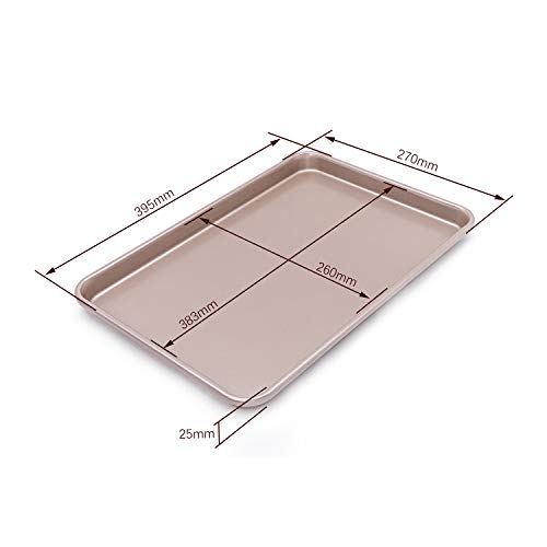 CHEFMADE Bandeja de Horno Profesional Antiadherente Recubierta Bandeja Universal Placa de Cocina de Acero al Carbono 40 x 27x 2,5 cm Sin PTFE & PFOA Color Oro Champagne