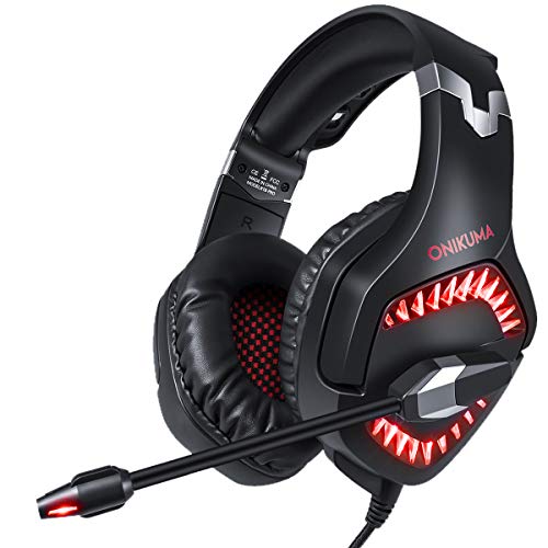 CHEREEKI Cascos Gaming Auriculares Gaming Cascos para Juegos PS4, PC, Xbox One Estéreo Ajustable Gaming con Micrófono y Control de Volumen, Bass Surround y Cancelación de Ruido