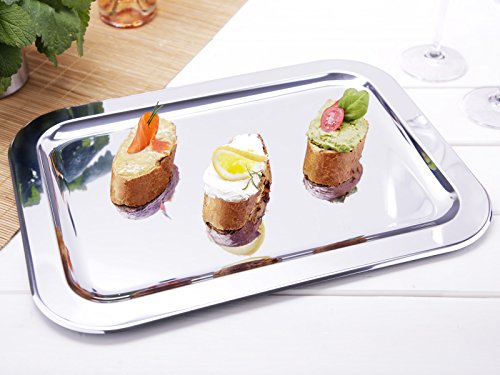 CHG 03019-S12 - Bandeja para canapés (48,5 x 37,5 cm), Color Plateado